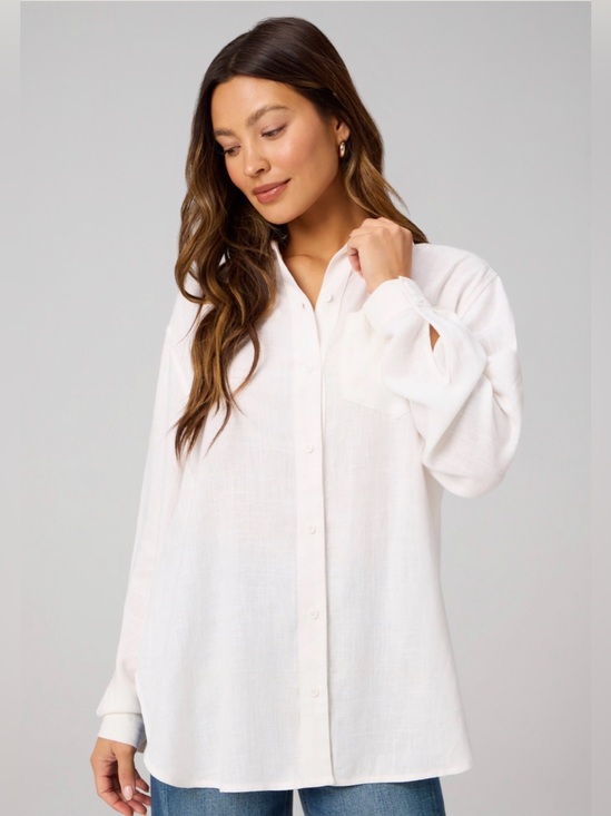 Fabletics Tops - Linen Oversized Button-Up Shirt